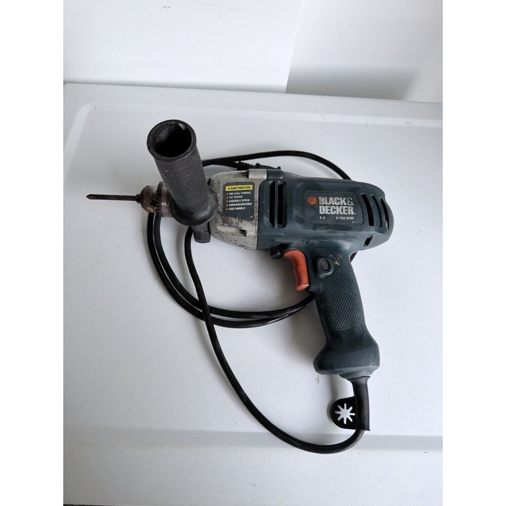 BLACK+DECKER DR500 Corded Drill/Driver 120V 13mm Keyed Chuck 0-750 RPM